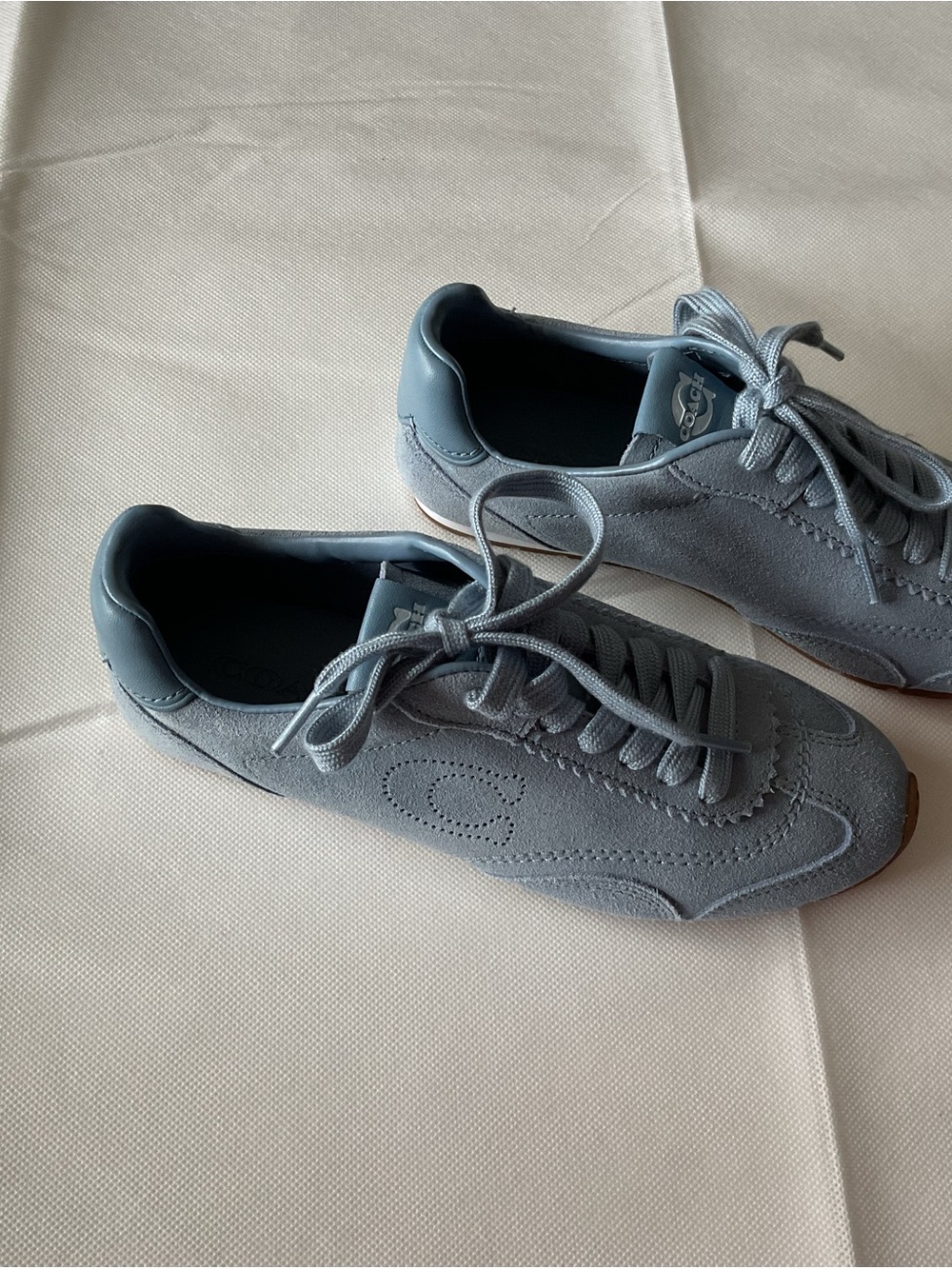 Coach Light Blue Suede Sneaker Trainers - Picture 4 of 9